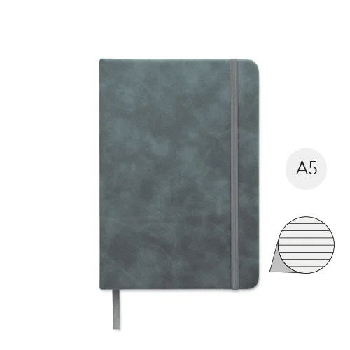 Block notes A5 con copertina rigida in PU riciclato e fogli a righe in carta riciclata