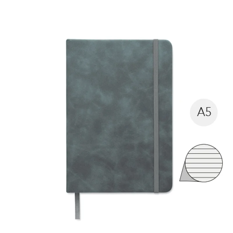 Block notes A5 con copertina rigida in PU riciclato e fogli a righe in carta riciclata
