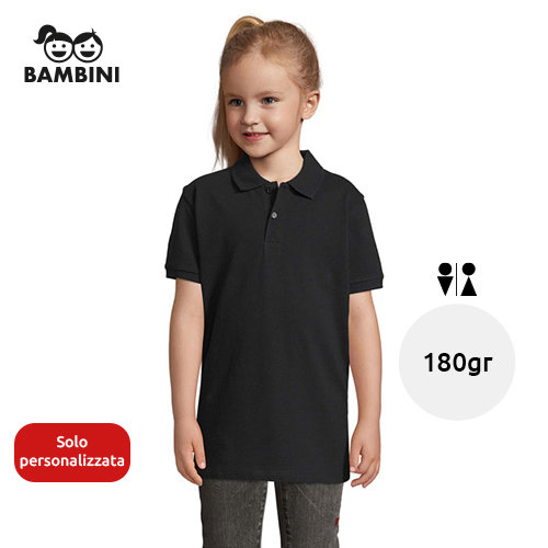 Maglietta polo da bambino unisex a maniche corte 100% cotone pettinato 180g