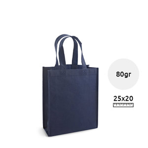 Shopper in TNT a soffietto disponibile in vari colori con manici corti da 80gr 20x25x7cm