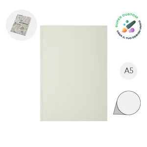 Blocco notes A5 con copertina flessibile in carta riciclata riciclata e totalmente personalizzabile con 100 fogli neutri
