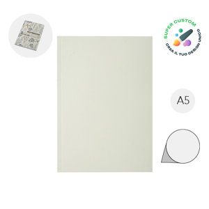 Blocco notes A5 con copertina flessibile in carta riciclata riciclata e totalmente personalizzabile con 100 fogli bianchi