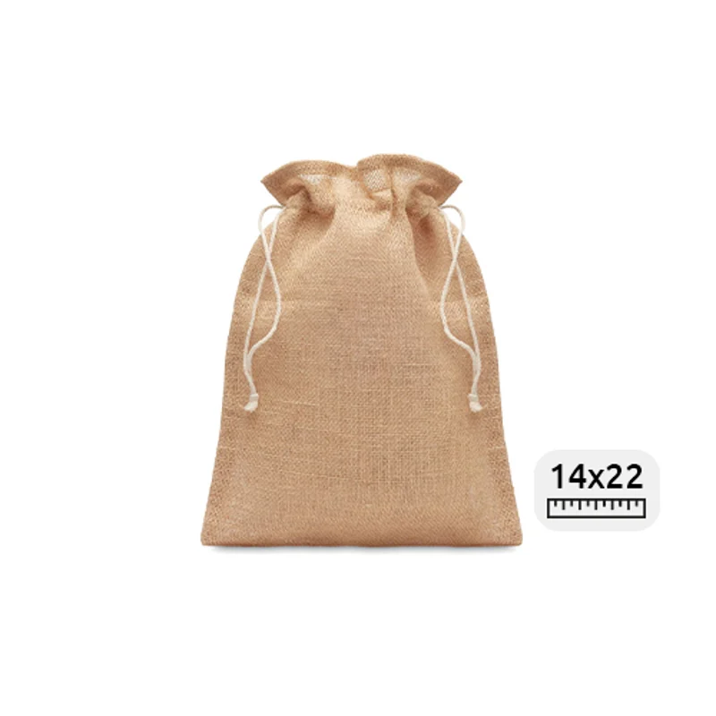 Sacchettino in juta con cordino e chiusura a coulisse 14x22cm