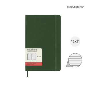 Agenda Moleskine giornaliera da 12 mesi con copertina rigida con fogli a righe 13x21cm