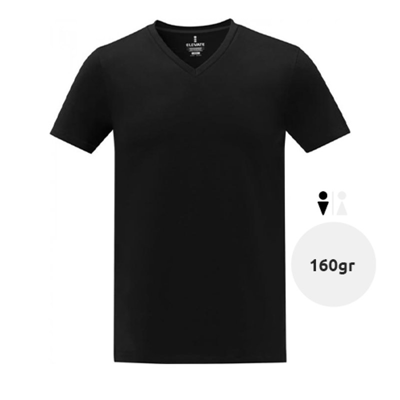 T-shirt da uomo colori assortiti scollo a v taglio regolare 100% cotone 160gr