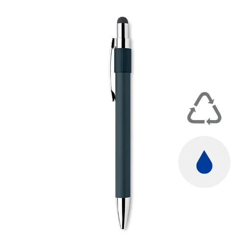 Penna a sfera in alluminio riciclato con anello antistress a refill blu