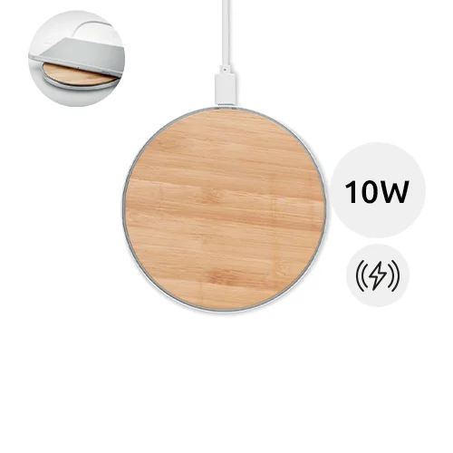 Caricatore wireless in bambù e alluminio da 10W