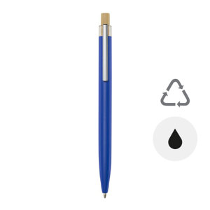 Penna a sfera in alluminio riciclato e pulsante in bambù refill nero