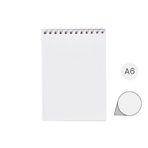 Block notes A6 Desk-Mate con rilegatura a spirale bianca superiore e copertina e fogli personalizzabili