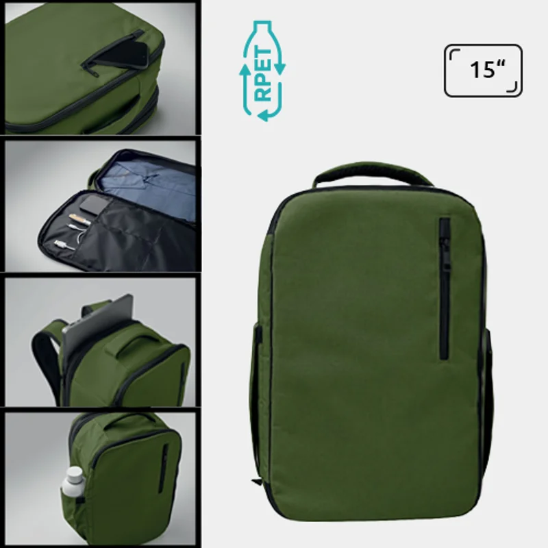 Zaino da viaggio estendibile e porta PC 15" in RPET