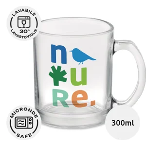 Tazza in vetro da 300ml ideale per sublimazione con scatola regalo bianca