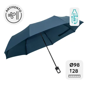 Ombrello RPET pieghevole antivento manuale 21” con struttura in fibra di vetro