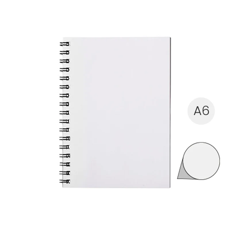 Block notes A6 Desk-Mate con rilegatura a spirale nera con copertina e 50 fogli interni personalizzabili