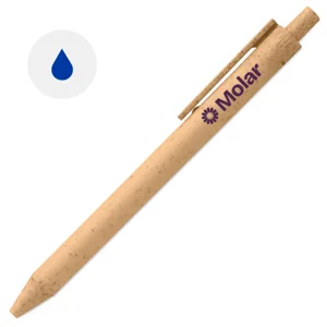 Penna a sfera in paglia di grano e ABS con meccanismo a scatto e refill blu