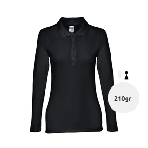 Maglietta polo da donna colori assortiti in tessuto piqué a maniche lunghe taglio regolare 100% cotone 210gr