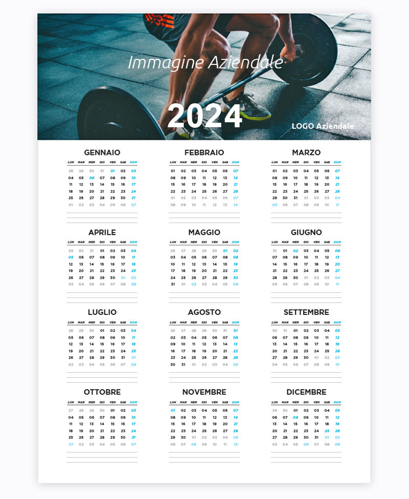 Calendarii formato Poster XL Personalizzato Vetricale e Plastificato. Possibilità di richiedere anche il progetto grafico