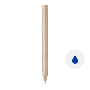 Penna a sfera in legno con righello da 14cm refill blu