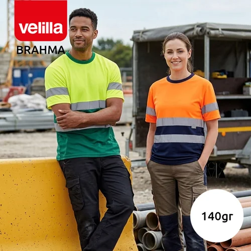 T-shirt da lavoro VELILLA BRAHMA in tessuto tecnico poliestere con strisce catarifrangenti da 140gr