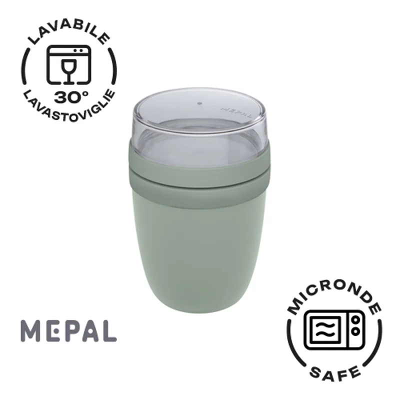 Porta pranzo ermetico Mepal con due scomparti da 200 e 500ml e coperchi separati