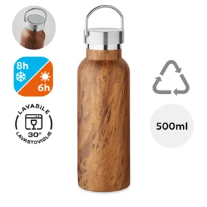 Borraccia in acciaio inossidabile Riciclato a doppio strato con isolamento sottovuoto simil legno da 500ml