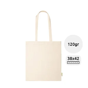Shopper in 100% Cotone biologico con manici lunghi in colore naturale da 120gr 38x42cm