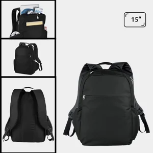 Zaino porta pc multi tasca da 15" in poliestere 600D con bretelle e schienale imbottiti