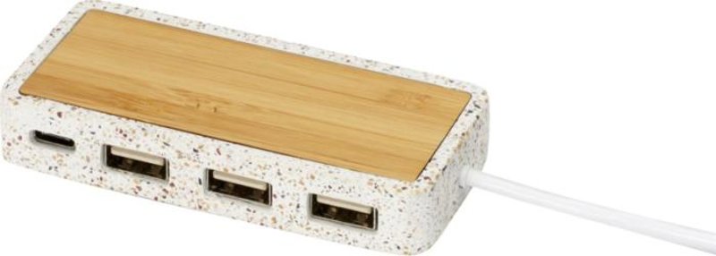 Hub USB 2.0 in roccia calcarea e bambù