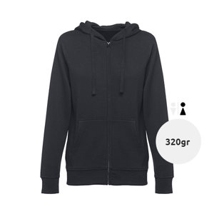 Felpa da donna colori assortiti con cappuccio e cerniera in cotone e poliestere 320gr