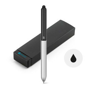 Penna a sfera in alluminio con corpo laccato e finitura opaca e lucida e con meccanismo a rotazione e confezione regalo e refill nero
