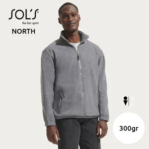 Felpa/Giacca SOL'S NORTH da uomo in pile poliestere con zip e due tasche a chiusura zip 300gr