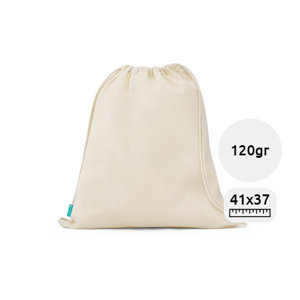 Sacca a zaino in cotone biologico con chiusura a coulisse da 120gr 37x41cm