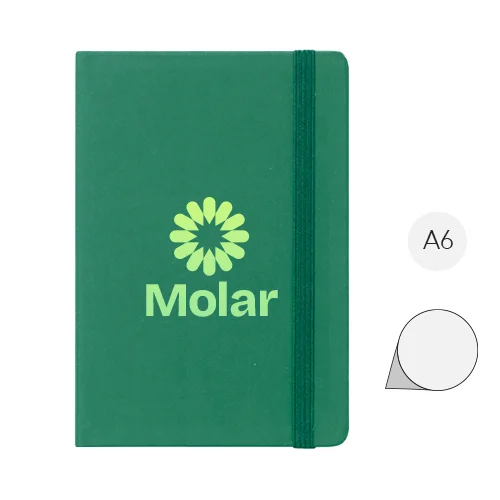 Block Notes A6 con copertina rivestita in pelle PU e 100 fogli neutri e con elastico e segnapagine in coordinato