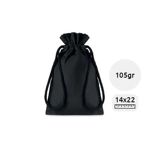 Sacca Piccola nera in cotone da 105gr 14X22cm