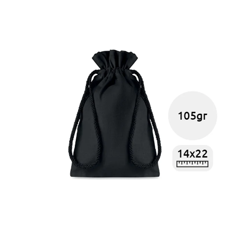 Sacca Piccola nera in cotone da 105gr 14X22cm