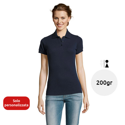 Maglietta polo da donna a maniche corte colori assortiti taglio regolare in cotone e poliestere 200gr