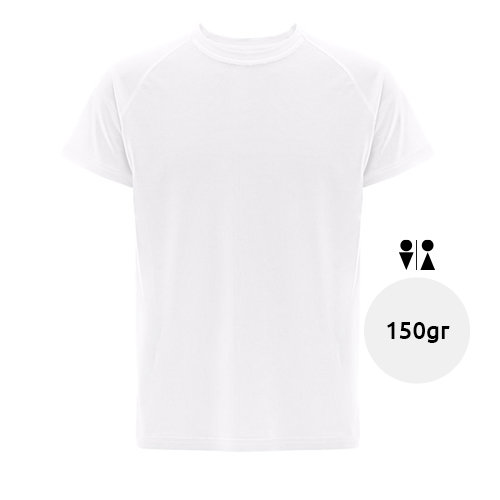 T-shirt tecnica bianca da adulto unisex in poliestere 150gr