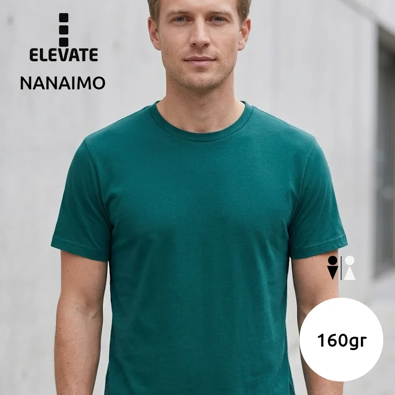 T-shirt ELEVATE NANAIMO da uomo taglio regolare Single Jersey 100% cotone ringspun resistente 160gr
