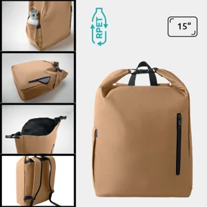 Zaino porta PC 15'' rolltop in poliestere 600D RPET spallacci regolabili