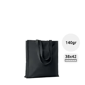 Shopper in cotone a soffietto con manici lunghi disponibili in diversi colori 140gr 38x9x42cm