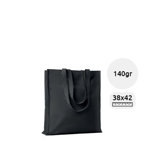 Shopper in cotone a soffietto con manici lunghi disponibili in diversi colori 140gr 38x9x42cm