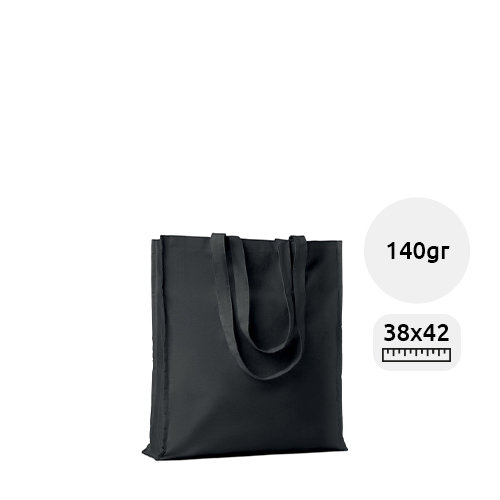 Shopper in cotone a soffietto con manici lunghi disponibili in diversi colori 140gr 38x9x42cm