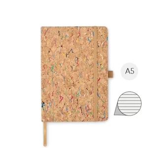 Block notes A5 in sughero colorato con elastico 192 fogli a righe