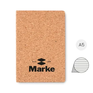 Block notes A5 in sughero con copertina morbida e 96 fogli a righe