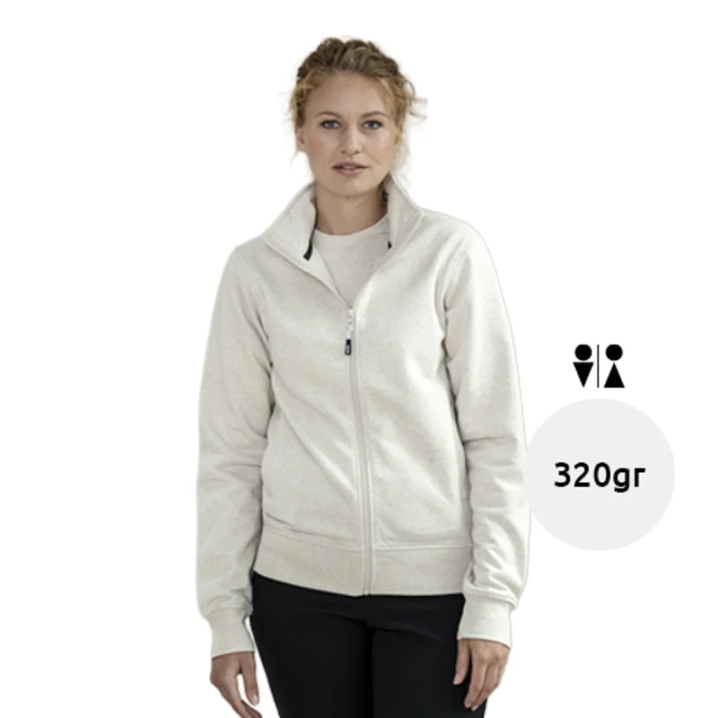 Felpa unisex con cerniera intera in cotone e poliestere riciclato 320g