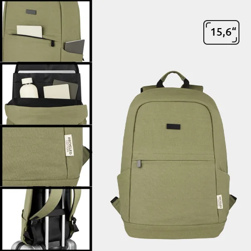 Zaino porta pc multitasca da 15.6" in cotone riciclato certificato con tasca antifurto