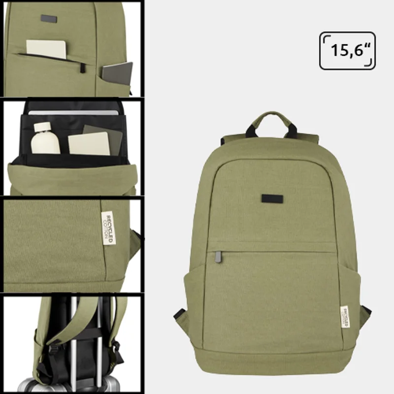 Zaino porta pc multitasca da 15.6" in cotone riciclato certificato con tasca antifurto