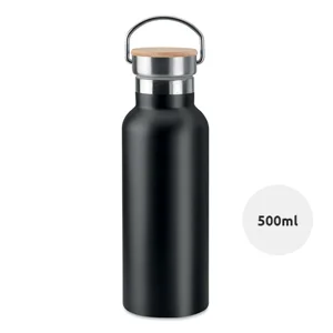 Borraccia in acciaio inossidabile doppio strato con coperchio in bambù da 500ml