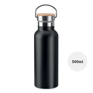 Borraccia in acciaio inossidabile doppio strato con coperchio in bambù da 500ml