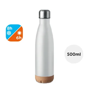 Borraccia doppio strato in acciao inossidabile con dettagli in sughero sulla base 500ml