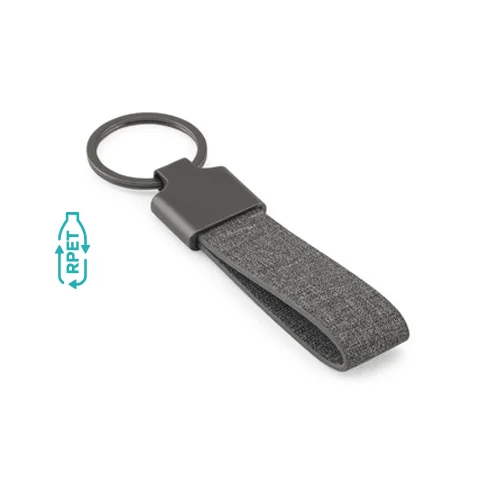 Portachiavi di forma rettangolare in metallo e pet riciclato